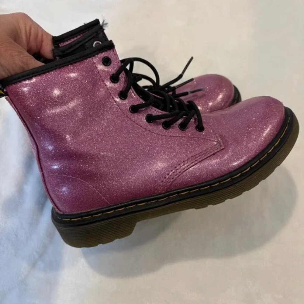 Dr.Martin Girls Pink Glitter Boots Lace Up And Zip Size 13